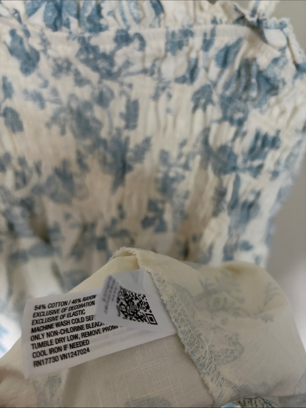 Blue & Cream Floral Smocked dress - Picture 7 of 7